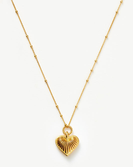 Ridge Heart Charm Pendant Necklace | 18k Gold Plated